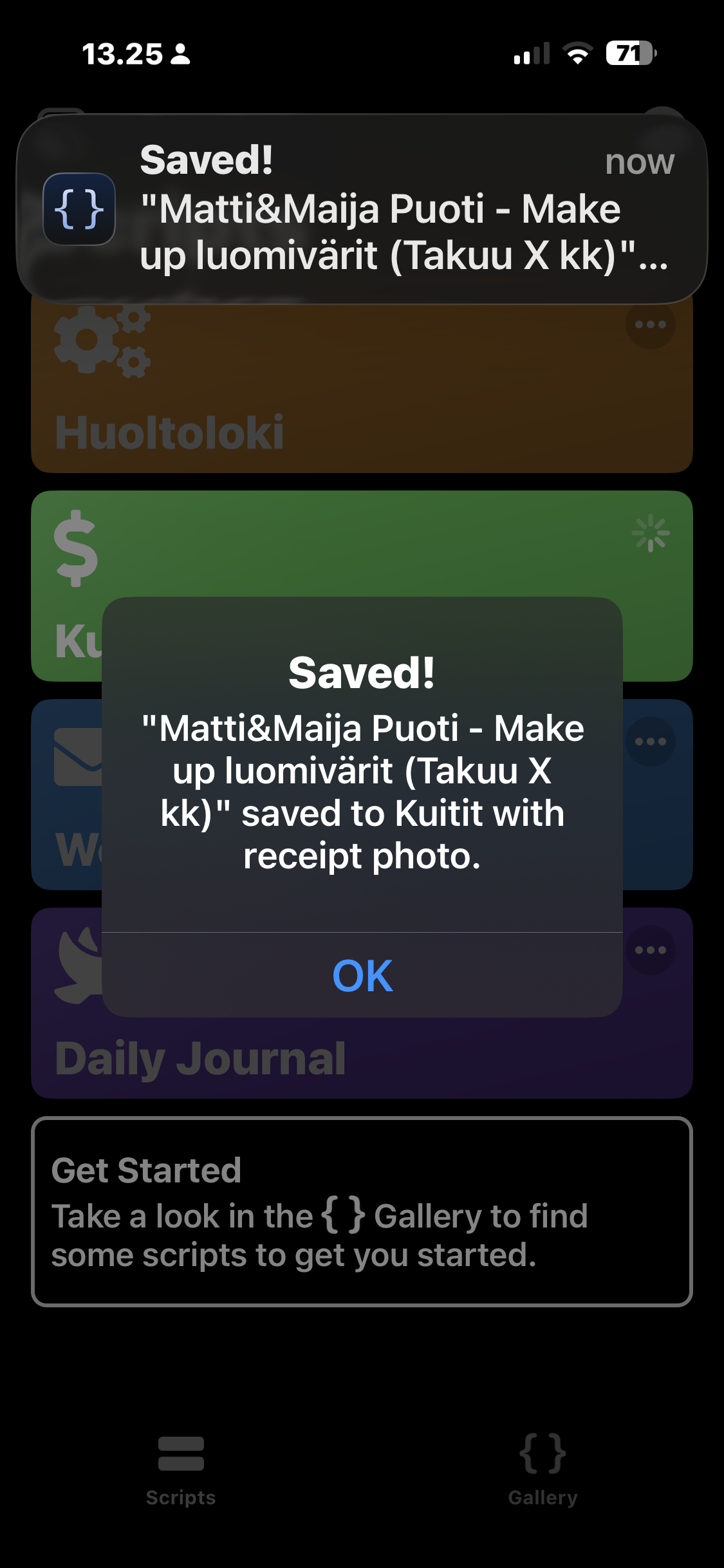 Receipt saved to Notion